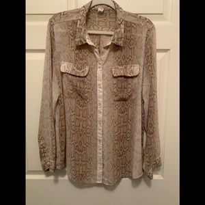 Old Navy ladies XL sheer snake print blouse